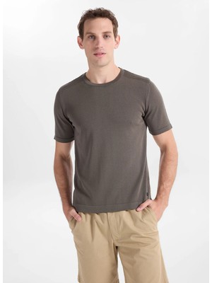 gmg firenze Gmg Fırenze Haki Erkek Bisiklet Yaka Slim Fit Kazak GU26MSS04023