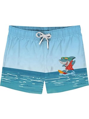 Slipstop Mavi Erkek Çocuk Desenli Şort Mayo Redd Short