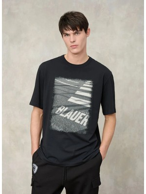 Blauer Siyah Erkek Regular Fit Logo Baskılı T-Shirt 26SBLUH02233-999 Ryder