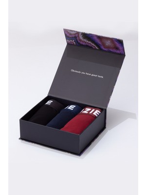 Paul Kenzie Galaxy Erkek Boxer Desenli Slim Fit 3'lü Paket Renkli Konforlu Kullanım