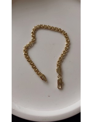Liva Accessories Altın Kaplama Özel Klipsli Kararmayan Altın Renkli Örme Zincir Bileklik