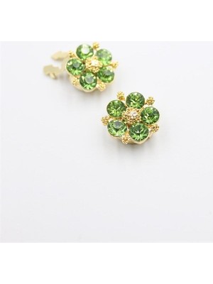 Ata Store Taşlı Düğme Broşu - Yeşil