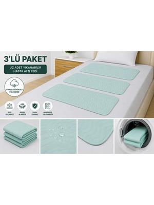 Ata Exclusive Fabrics Abso (3 Lü Paket) 5 Katlı Yıkanabilir,emici,sıvı Geçirmez Hasta Altı Pedi (75X85 Cm)