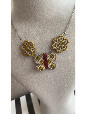 Liva Accessories Miyuki Tasarım Kelebek ve Çiçekler Kolye
