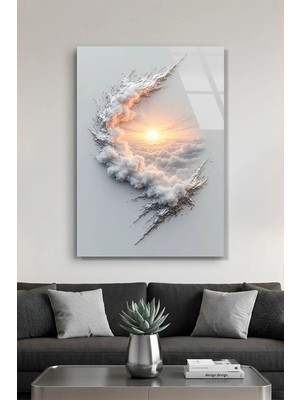 Vitraum Bulutlar Arasından Doğadan Güneş Minimalist Tasarım Cam Tablo