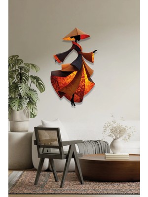 Vitraum Otantik Kimono Giymiş Asyalı Kadın Metal Tablo