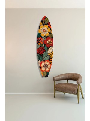 Vitraum Bohem Tarz Renkli Floral Sörf Tahtası Metal Tablo