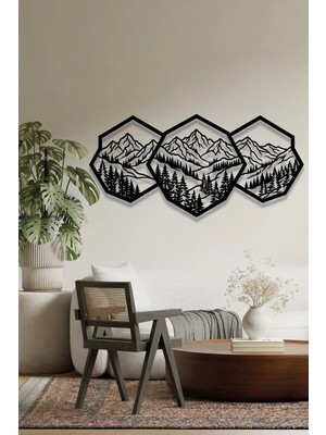 Vitraum Birleşik Petek Çerçeveli Modern Dağ ve Orman Tasarım Metal Tablo