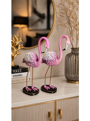 Gardenya Dekoratif Pembe Flamingo Polyester Biblo Seti