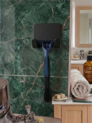 Kariyer 1 Adet Permatik Tutucu - Yapışkanlı Banyo Düzenleyici - Jilet Tutucu Aparat - Çok Amaçlı Banyo Askısı