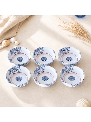 Sarkap Home 10 cm Çap, 3.2 cm Yükseklik 6'lı Deniz Kabuğu Dondurmalık ve Çerezlik Seti