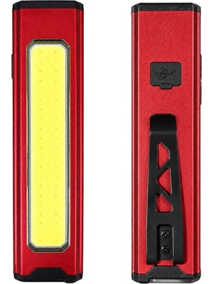 Tarez Şarjlı Cob LED Mıknatıslı Çalışma Lambası 1000 Lümen Type-C Tamirci Feneri Kırmızı Lazer Pointer