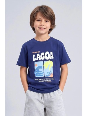 Queen Kids Erkek Çocuk Lagoa Yazılı T-Shırt Lacivert