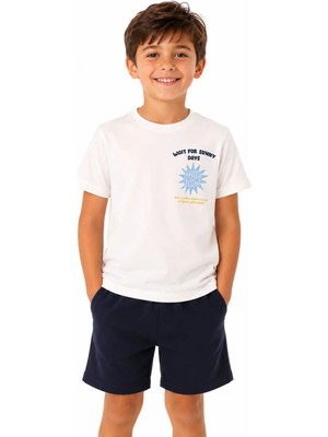 Queen Kids Erkek Çocuk Sunny Days Yazılı T-Shırt Ektru