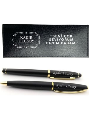 Çılgıntrend Kişiye Özel Isim Yazılı Deri Kutulu Ikili Kalem Seti - Babalar Günü Hediyesi