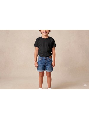 Hafico Erkek / Kız Çocuk Düz Basic T-Shirt %100 Pamuklu Bisiklet Yaka
