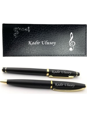 Çılgıntrend Müzik Öğretmenine Hediye Sol Anahtarı Logolu Kutulu Ikili Kalem Seti - Isme Özel