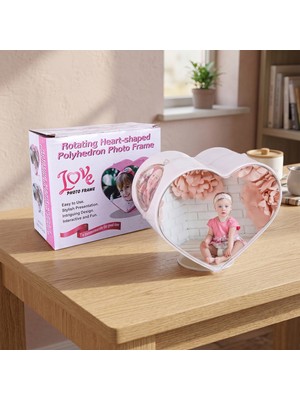 Horasan Hediyelik Kalpli Dönen Fotoğraf Çerçevesi 4 Resimli Çocuklara Doğum Günü Hediyesi 12X14 cm