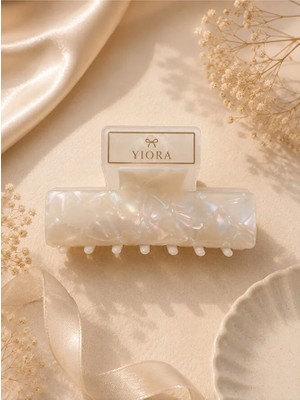 Yiora Premium Seri Ithal Kemik Mandal Toka Sedefli Beyaz