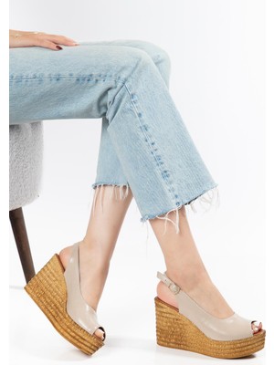 Suins Shoes Suins Jensy Hasır Desenli Kadın Dolgu Taban Sandalet Ayakkabı