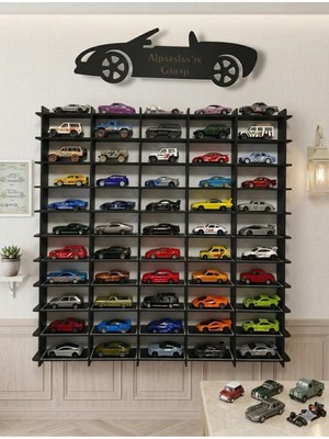 My Kids Room 50 Araç Kapasiteli Isimli Araba Rafı - Dekoratif Çocuk Odası Oyuncak Organizer(Hotwheels ve Matcbox Arabaları Için Uygundur)