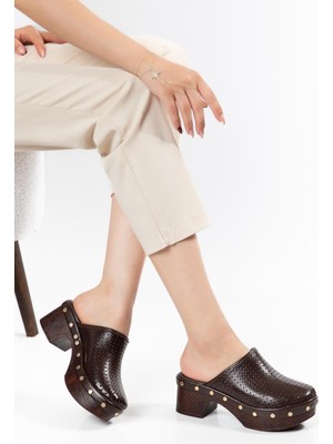 Suins Shoes Suins Kanety Model Önü Kapalı Delikli Platform Topuklu Terlik