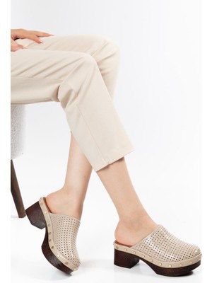 Suins Shoes Suins Kanety Model Önü Kapalı Delikli Platform Topuklu Terlik