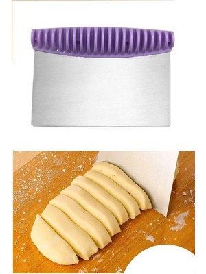 Kitchen Dream Desen Saplı Spatula Hamur Kesici, Çelik Hamur Kazıyıcı