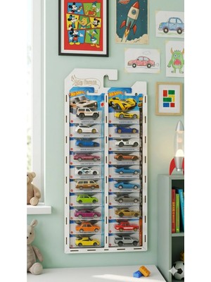 My Kids Room 20 Araba Sergileme Rafı – 20'li Regular Kart Standı | Ahşap Koleksiyon Standı