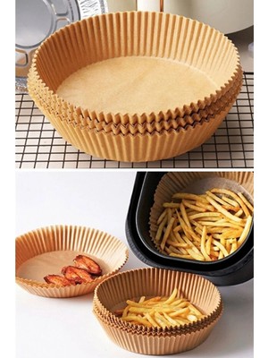 Kitchen Dream 100 Adet Air Fryer Pişirme Kağıdı Tek Kullanımlık Yağ Geçirmez Yapışmaz Yuvarlak Tabak Model