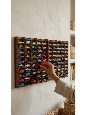 My Kids Room Oyuncak Araba Rafı 1/64  100'LÜ Dekoratif Çocuk Odası Oyuncak Organizer (Hotwheels ve Matcbox Arabaları Için Uygundur)