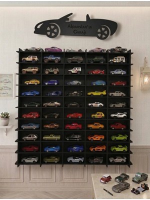 My Kids Room 50 Araç Kapasiteli Isimli Araba Rafı - Dekoratif Çocuk Odası Oyuncak Organizer(Hotwheels ve Matcbox Arabaları Için Uygundur)