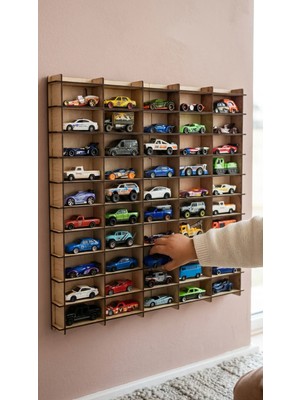 My Kids Room Oyuncak Araba Rafı 1/64  100'LÜ Dekoratif Çocuk Odası Oyuncak Organizer (Hotwheels ve Matcbox Arabaları Için Uygundur)