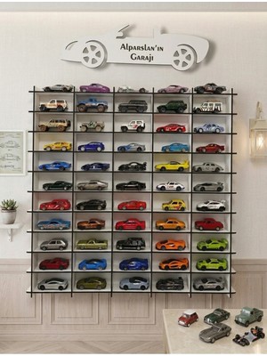 My Kids Room 50 Araç Kapasiteli Isimli Araba Rafı - Dekoratif Çocuk Odası Oyuncak Organizer(Hotwheels ve Matcbox Arabaları Için Uygundur)