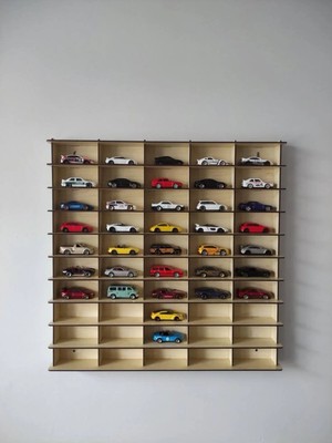 My Kids Room Araba Rafı 50'li Ahşap Renk (Hotwheels ve Matcbox Arabaları Için Uygundur)