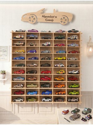 My Kids Room 50 Araç Kapasiteli Isimli Araba Rafı - Dekoratif Çocuk Odası Oyuncak Organizer(Hotwheels ve Matcbox Arabaları Için Uygundur)