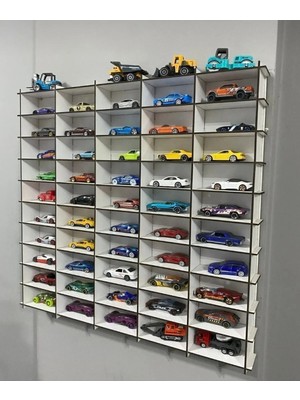 My Kids Room Oyuncak Araba Rafı Ahşap Araba Rafı 50 Li (Hotwhels ve Matcbox Arabalar Için Uygun)