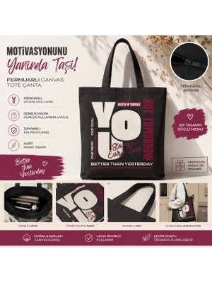Tişört Kodu You Stronger Every Day Fermuarlı Canvas Tote Çanta