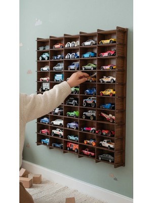 My Kids Room Oyuncak Araba Rafı 1/64  100'LÜ Dekoratif Çocuk Odası Oyuncak Organizer (Hotwheels ve Matcbox Arabaları Için Uygundur)