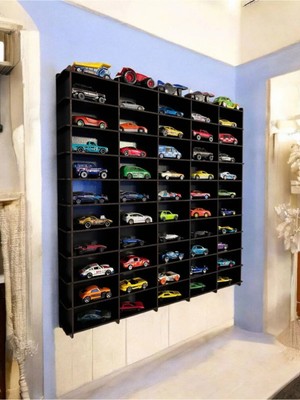 My Kids Room Araba Rafı 50'li Siyah Renk (Hotwheels ve Matcbox Arabaları Için Uygundur)