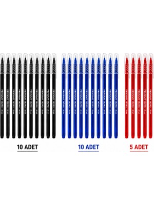 Pensan  25 Adet Büro 1.0 mm Tükenmez Kalem Seti Mavi Siyah Kırmızı Renkli Günlük Kullanım İçin