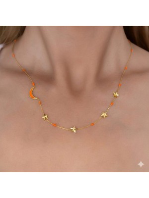 Papatya Silver 925 Ayar Gümüş Beyaz Lazer Mineli Top Zincir Kalemli Yıldız Kolye.rose.gold.rodaj Seçeneği