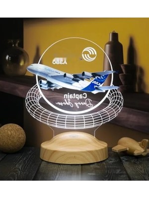 Die Grup Kişiye Özel 3D Uçak Temalı Renkli LED Lamba