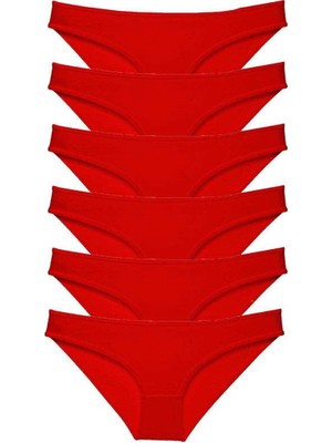 Die Grup 6 Adet Süper Eko Set Likralı Kadın Slip Külot Kırmızı