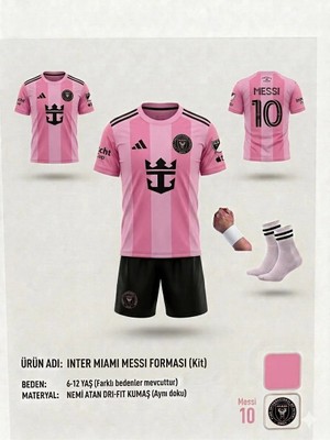 Yenteks Inter.miami. Lionel.messi.pempe-Siyah Deplasman Çocuk Forması 4 Parça