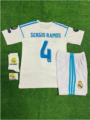 Yenteks Sergo. Ramos. REAL.MADRID.2018 Beyaz Çocuk Forması 4 Parça