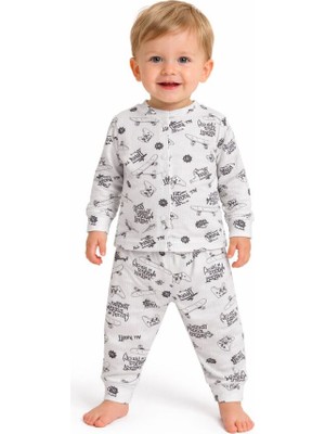 Hümazade Siyah Kaykaylı Önden Çıt Çıtlı Pijama Takımı