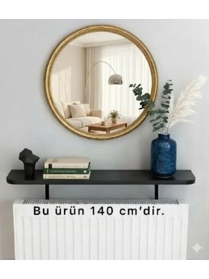 Dedeler Dekor 4 Köşe Oval Petek Üstü Raf Dresuar Duvara Montajsız Kalorifer Peteği Üstü Raf 140X18CM Siyah