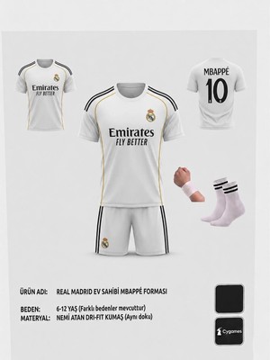 Yenteks Mbappe. Real.madrid.10 Numara  Iç Saha Çocuk Forması 4 Parça