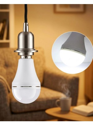 Marsilyan Elektrik Kesintisinde Yanan Şarjlı LED Ampul E27 6500K Güçlü Işık